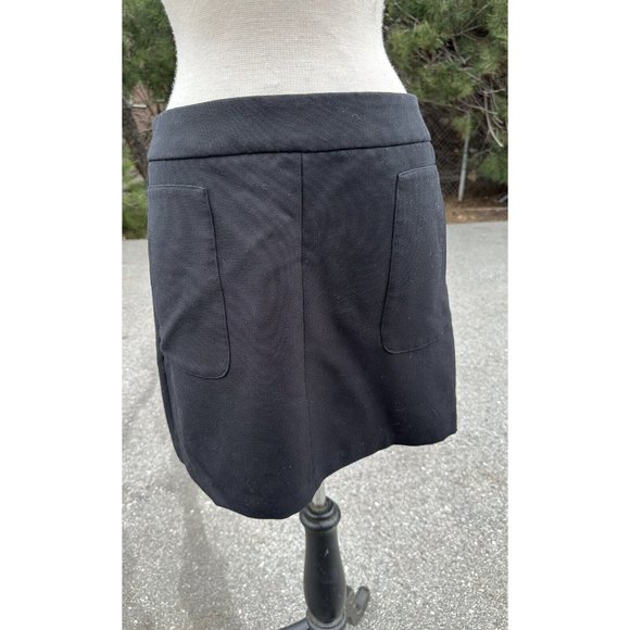 H&M Skirt 12 Black Wide Pockets Flowy Viscose A Line Preppy Career Adult Womens - Picture 1 of 9